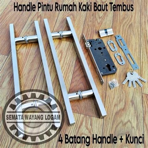 Jual 1 Paket Handle Pintu Rumah Kaki Tembus Set Kunci 60cm 45 Cm 33Cm