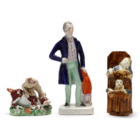 Three Antique English Pottery Figures Lot 1229 European And Asian