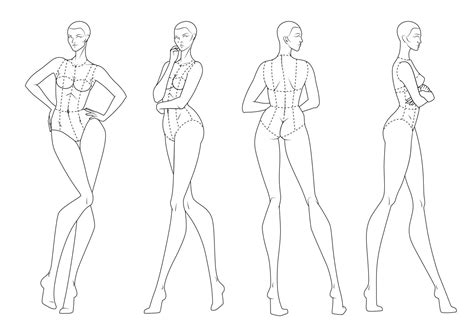 Fashion Figure Ten Heads Design Template Croquis Wearing Bodice