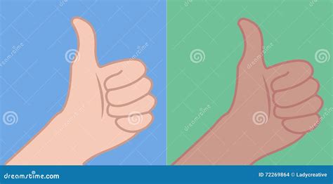 Vector Little Hand Upfinger Upthumbs Up Hand Caucasian Hand Brunette