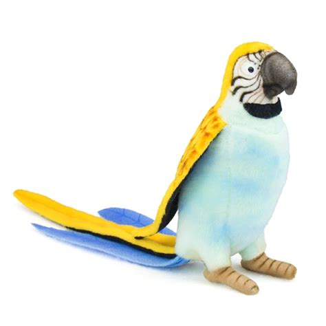 Handcrafted 7 Inch Lifelike Blue Parrot Stuffed Animal By Hansa At