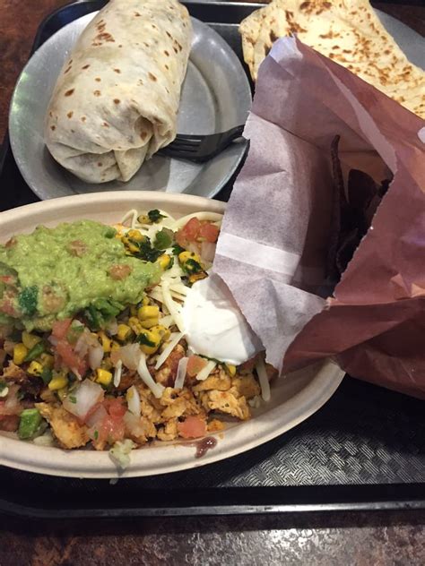 Chicken burrito bowl, carnitas burrito, cheese quesadilla and chips. - Yelp