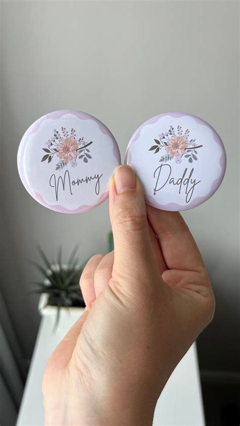 Floral Mommy To Be Baby Shower Pin Daddy To Be Badge Flower Baby