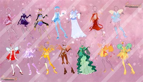 Various winx outfit [Open 12/14, Set price] by Yookiyona on DeviantArt