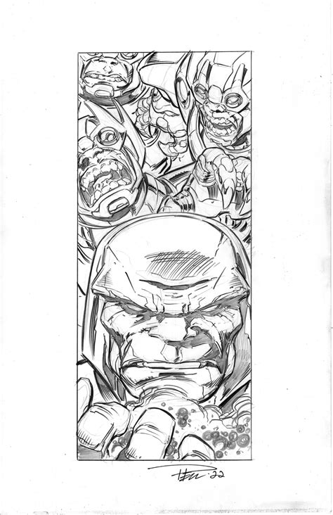 Sketch Pin-Up, Darkseid and Parademons – Paul Pelletier