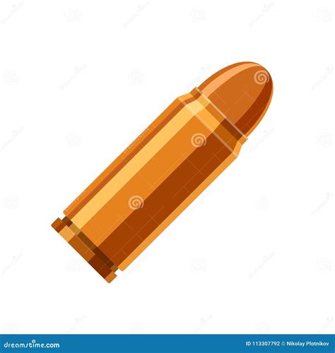 Bullet Icon In Flat Style Isolated On White Background Cartridge