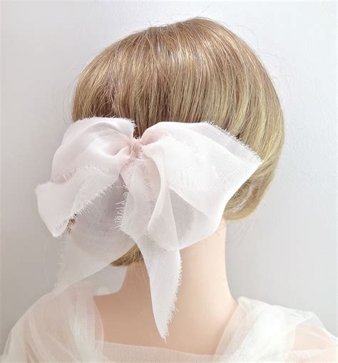 Bridal Hair Bow Wedding Hair Bow Chiffon Hair Bow Wedding Etsy