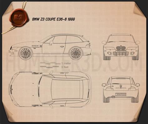 Bmw Z3 Coupe E368 1999 Blueprint Hum3d