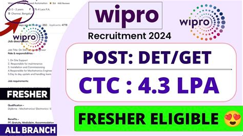 Wipro Recruitment 2024। Post Detget। Fresher 😍। Hiring Freshers। Job