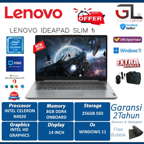 Jual Laptop Baru Murah Lenovo Ideapad Slim 1i N4020 Ram 8gb 256gb Ssd 14 0 Win11 Original