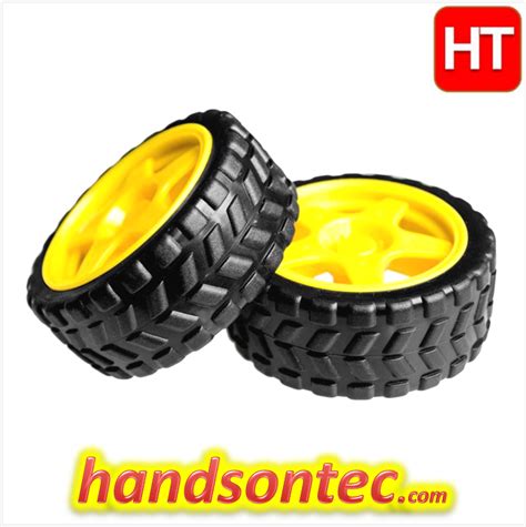 65mm Yellow Rim Rubber Wheel for Robotics Car/ 2-pcs – HandsOn Tech