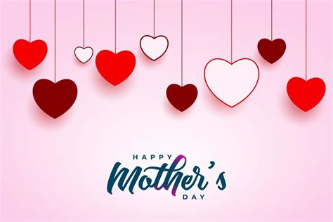 Happy mothers day background with red hearts 21751130 Vector Art at ...