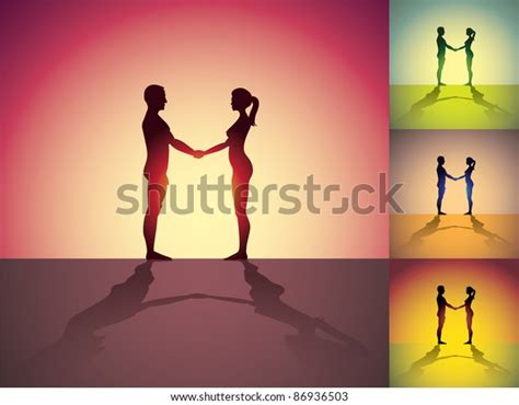 Set Naked Man Woman Holding Hands Stock Vector Royalty Free 86936503 Shutterstock