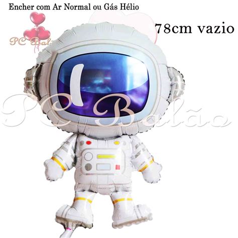 kit Balão Metalizado Astronauta Foguete Disco Lua Estrela Adesivo Festa