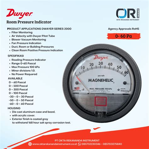Magnehelic Dwyer Pressure Gauge 0 60 Pa Pt Okta Rekananda Instrument