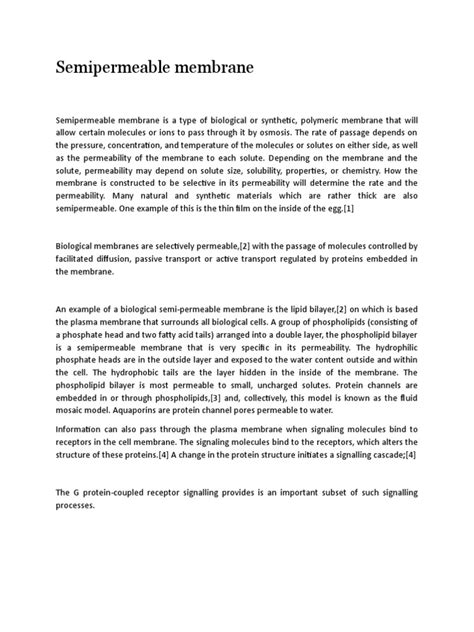 Semipermeable Membrane | PDF