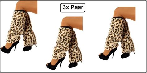 3x Paar Beenwarmers Bont Panterprint Carnaval Thema Feest Party Fun Festival Panter