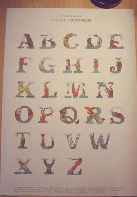 There Be Monsters Typography Inspiration Alphabet Illustration