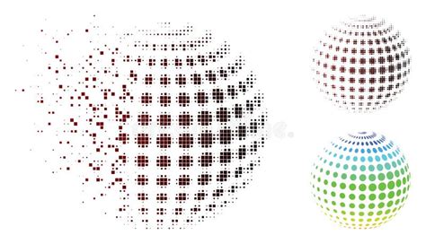 Dust Pixel Halftone Dotted Halftone Sphere Icon Stock Vector