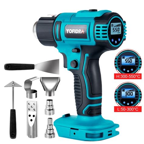 50 550c 1000w Heat Gun High Low 2 Gears Wind Speed 6 Gear Led Temperature Display Cordless Hot
