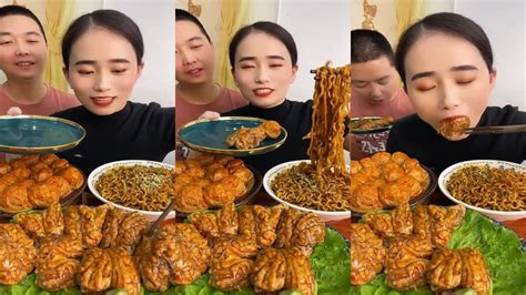 Asmr Mukbang Eating Show Roasted Meatball Pork Fried Noodles