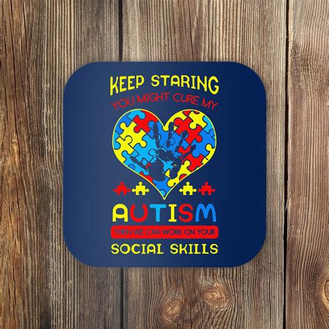 Autism Social Skills Autistic Puzzle Piece Stop Hand T Coaster