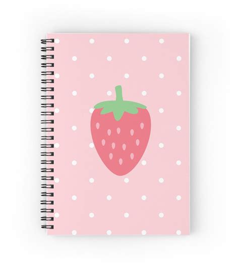 Strawberry Pastel Pink Polka Dot Kawaii Cute Spiral Notebook By