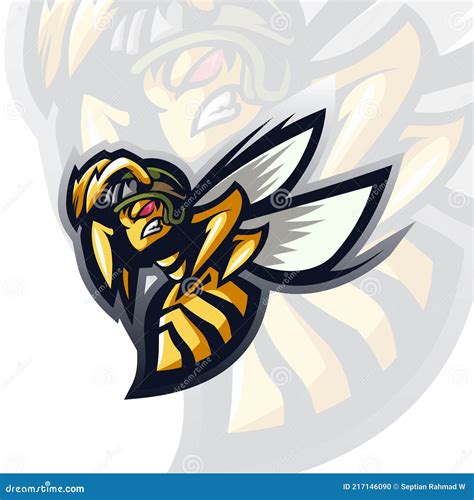 Angry Bee Esport Mascot Logo Design Stock Vector Illustration Of