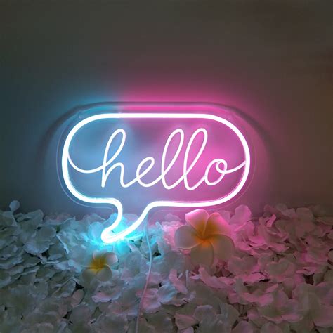 Hello Led Neon Sign Lightusb 5v Personalized Birthday Etsy