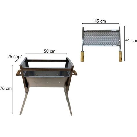 Churrasqueira Dobravel Port Til Em A O Inox Grelha Pegador De Madeira