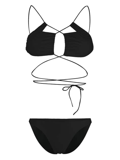 Buy AMAZUIN Jadia Thong Cut Out Bikini Set Black At 5 Off Editorialist