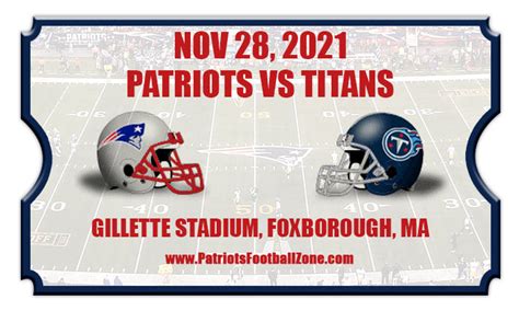 New England Patriots vs Tennessee Titans Football Tickets | 11/28/21