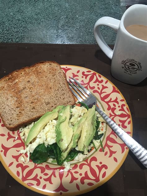 Spinach Egg Whites Wavocado And Whole Wheat Toast Andcoffee 😩☕️ Spinach Egg Food Spinach