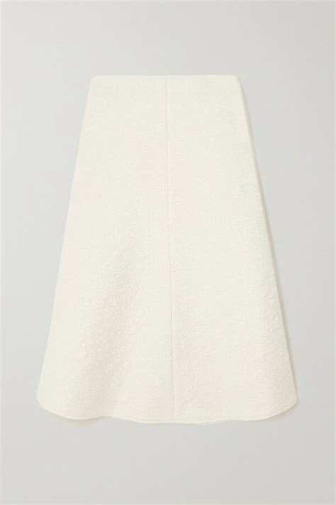 Chlo Wool Blend Boucl Midi Skirt Cream Editorialist