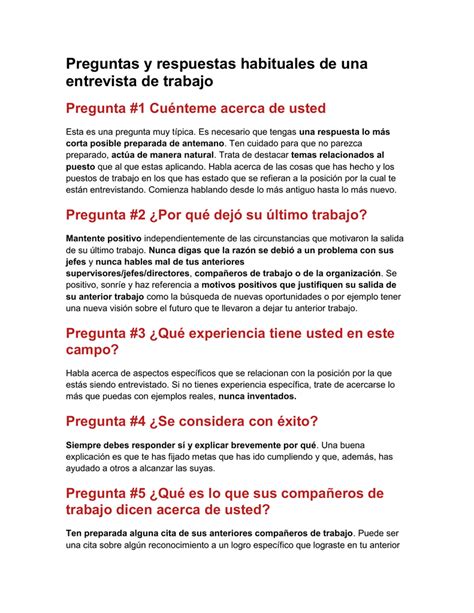 Preguntas Y Respuestas En Una Entrevista De Trabajo Respuestas Hot