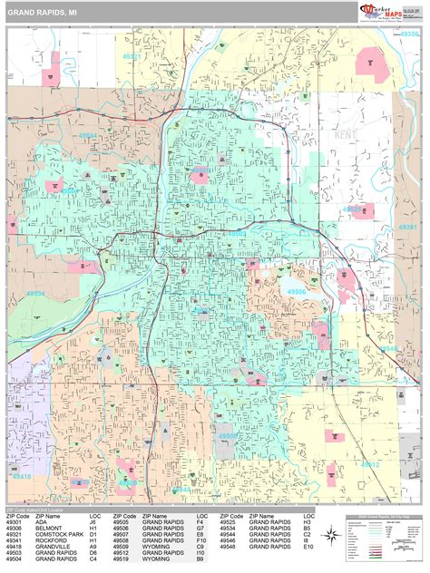 Grand Rapids Michigan Wall Map Premium Style By Marketmaps Mapsales