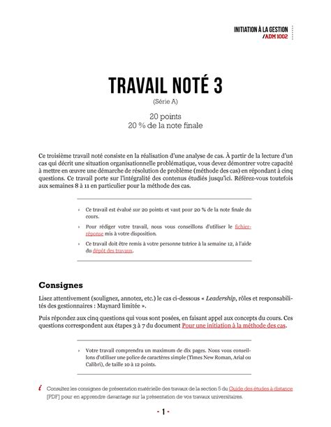 Travail Not Du Cours Adm Initiation La Gestion Ce