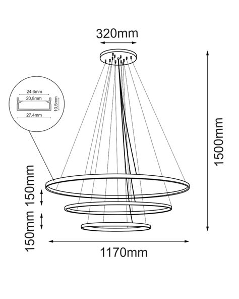 Złota lampa wisząca Shilo AGARI MULTI 117cm 5420 5421 LED RING Home