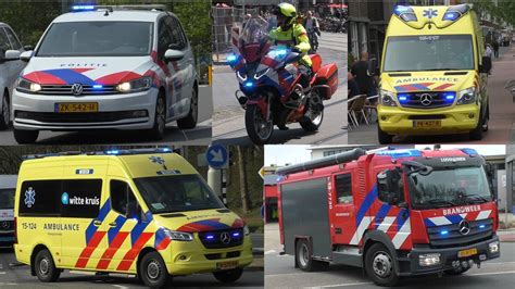 Vele Politie Brandweer En Ambulances Met Spoed Naar En Van Meldingen