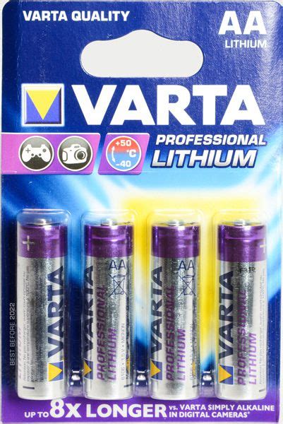 VARTA PROFESSIONAL LITHIUM AA 6106 1 5 V Mignon Blister á 4 Stück 6106