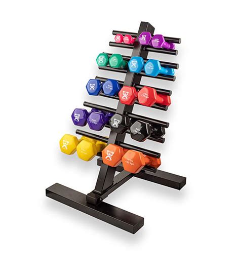 Cando Vinyl Coated Dumbbell 20 Piece Set With Floor Rack 2 Each 1 2