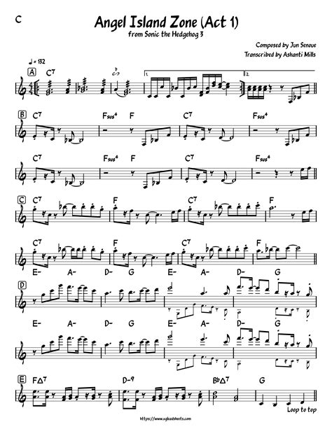 Sonic the Hedgehog 3 - Angel Island Zone (Act 1) | VGLeadSheets.com - Lead Sheets by Gamers, for ...