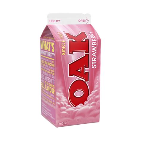 Buy Oak Strawberry Flavoured Milk 600ml Coles