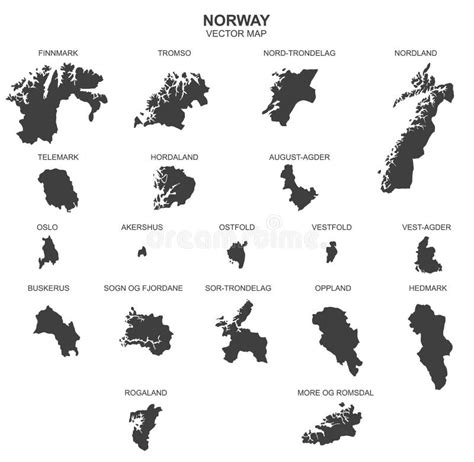 Mapa Político De Noruega Aislado De Fondo Blanco Ilustración del Vector