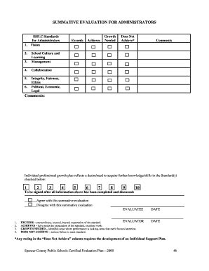 Fillable Online Summative Evaluation For Administrators Fax Email Print