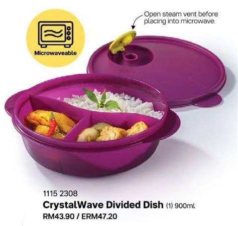 Ready Stock Tupperware Crystalwave And Reheatable Divided Lunch Box