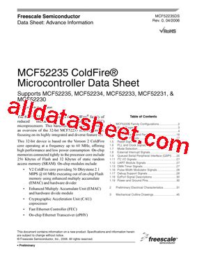 Mcf Datasheet Pdf Freescale Semiconductor Inc