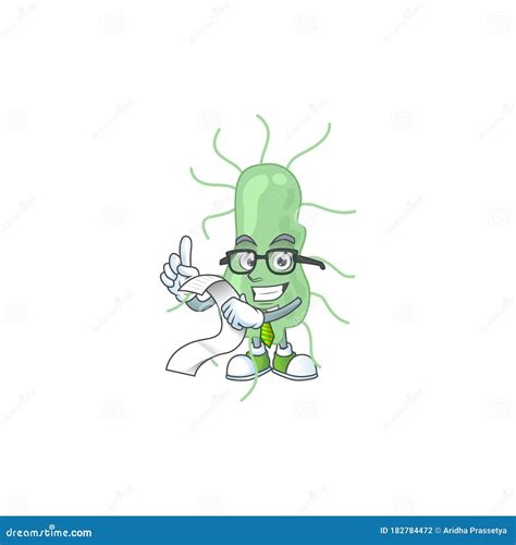 Cartoon Mascot Design Of Salmonella Holding A Menu List Stock Vector