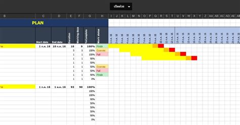 Toffy Plapol ตารางงาน ตารางแผนการทำงาน ด้วย Excel