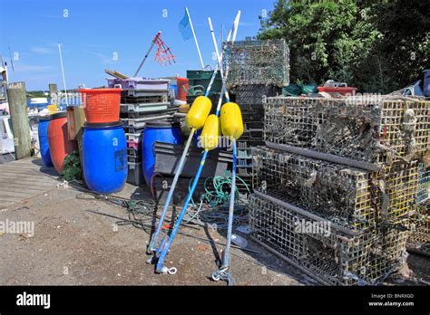 Lobster traps, buoys and other commercial fishing gear, Montauk, Long ...